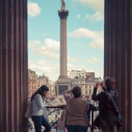 Nelsons Column being photographed by Ladies.
