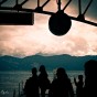 Silhouetto Silhouette of people waiting a t the dock.