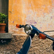 Handlebars of a moped.