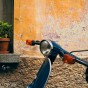 Handlebars of a moped.