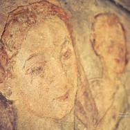An italian fresco showing mother and child.