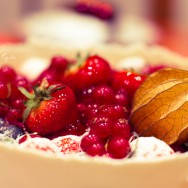 Berries on a black forest gateaux