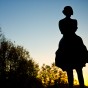 A silhouette of a women.