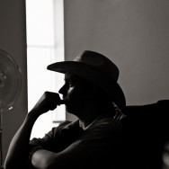 Portrait of a man in thought.