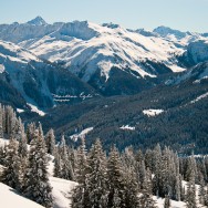 The Swiss Alps covered in snow.