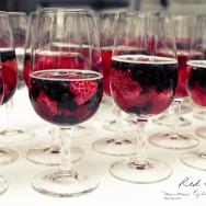 Glasses filled with berry bowle.