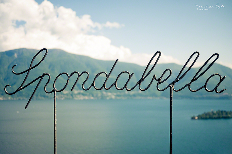 A steel sign overlooking a lake, it reads spondabella