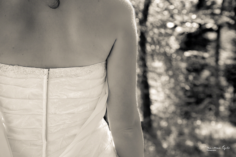 bridal details A detail of the bride's dress in black and white.