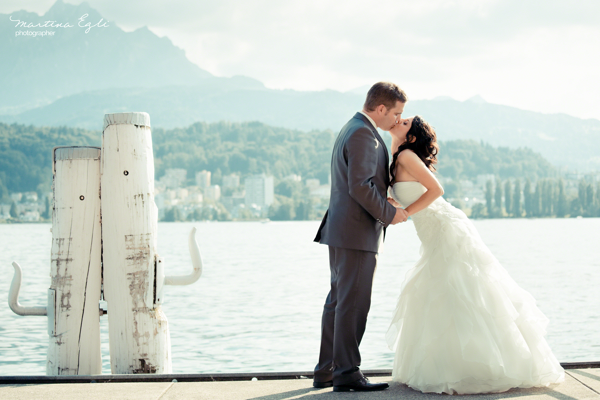 A Bride kisses her Groom