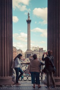 Nelsons Column being photographed by Ladies, London.