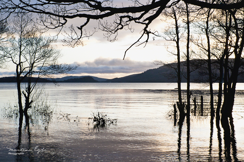 Loch Lomond at dusk.