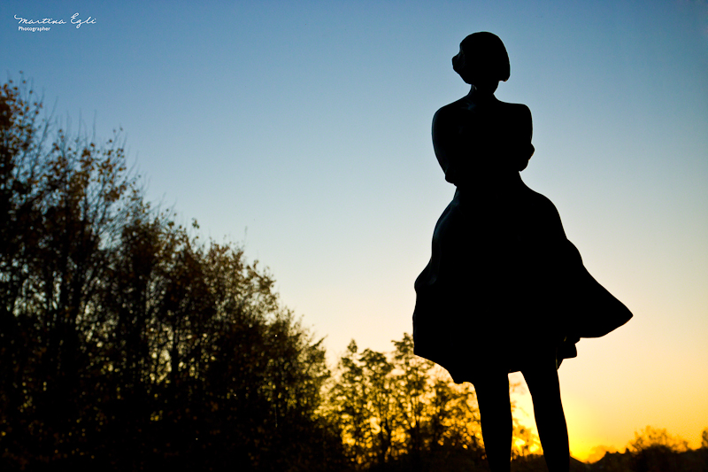 A silhouette of a women.