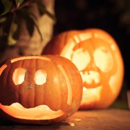 Two Halloween pumpkins