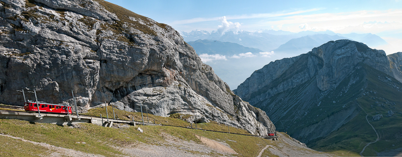 Mount Pilatus with the cogwheel railway