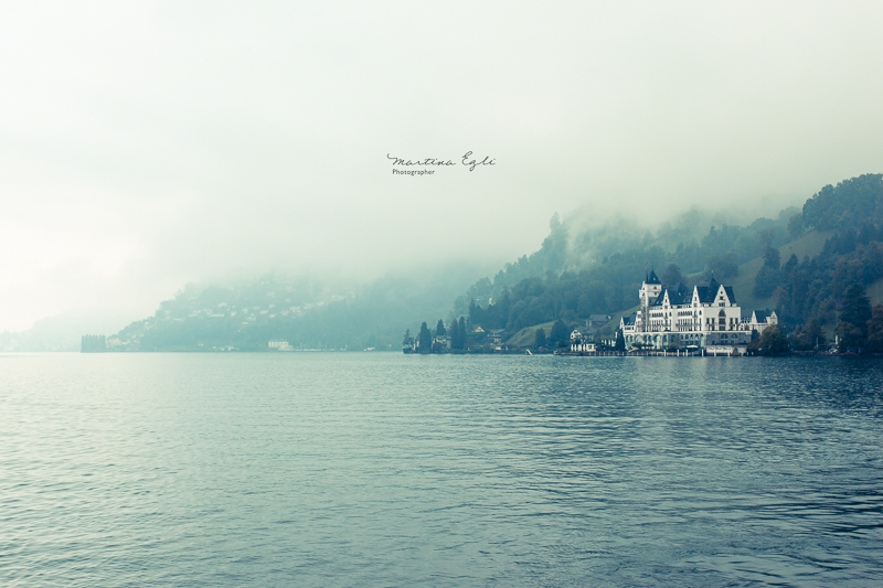 A luxurious hotel on the shore of lake lucerne, Switzerland.